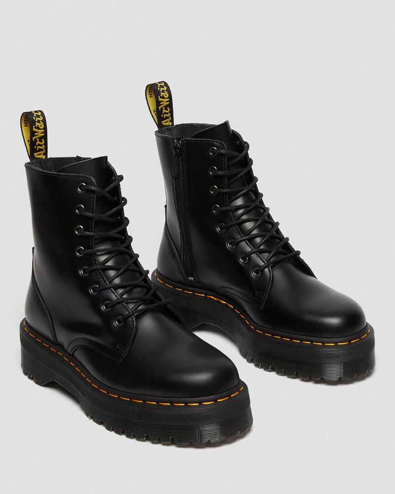 Dr Martens Jadon Smooth Læder Platform Støvler Dame Sort | DK 248NWY